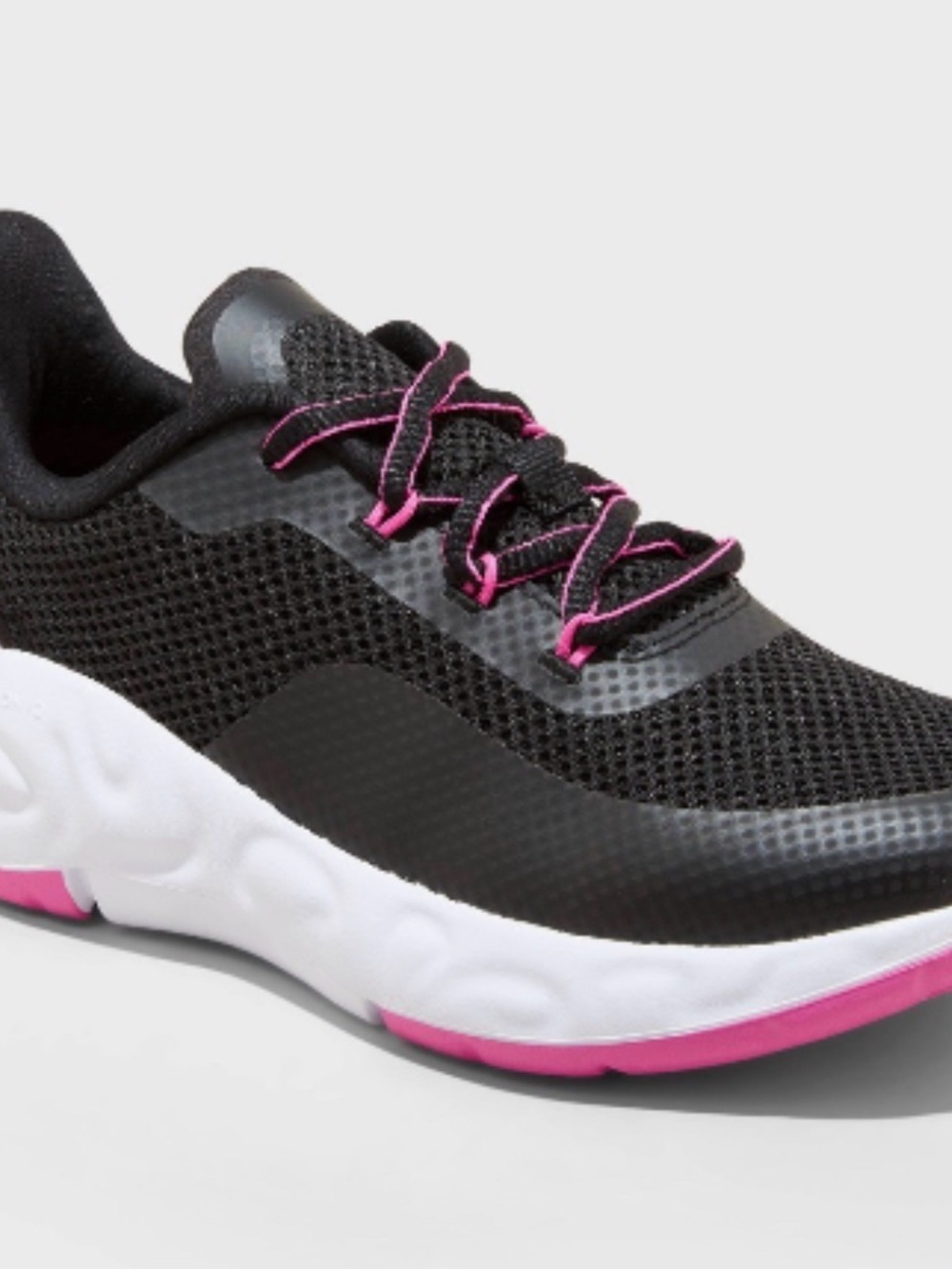 all in motion Kids' Camren Performance Sneakers - Black & Pink Accent